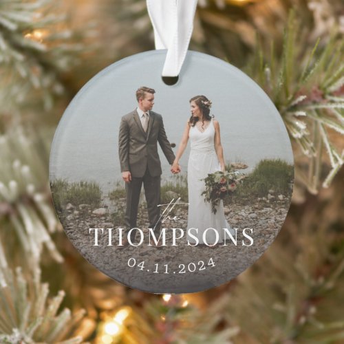 New Last Name Wedding Photo and Date Ornament