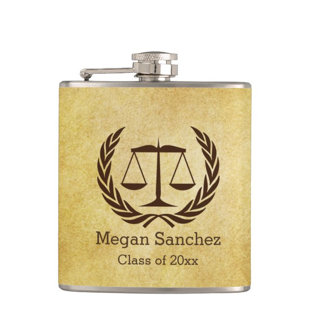 New Law School Graduate Gift Idea Hip Flask (Front)