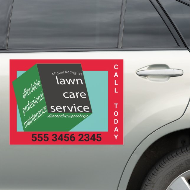 New Lawn Care Service Amazing Geometric Cube Cool Car Magnet (In Situ)