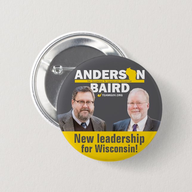 New Leadership for WI TeamGuv — Anderson / Baird Button (Front & Back)