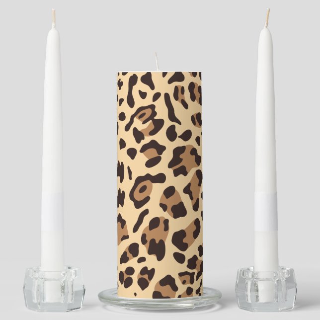 New Leopard Texture 6 Unity Candle Set (Front)