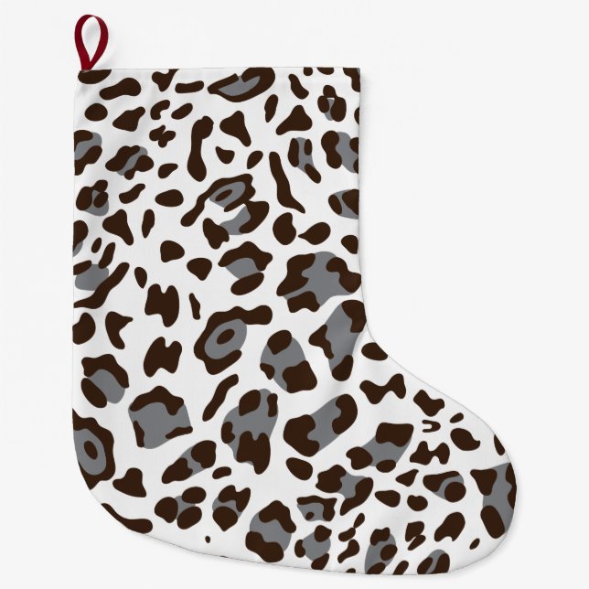 New Leopard Texture 7 Large Christmas Stocking (Front)