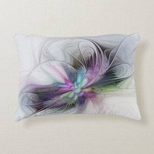 New Life, Colorful Abstract Fractal Art Fantasy Accent Pillow