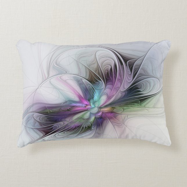 New Life, Colorful Abstract Fractal Art Fantasy Accent Pillow (Front)