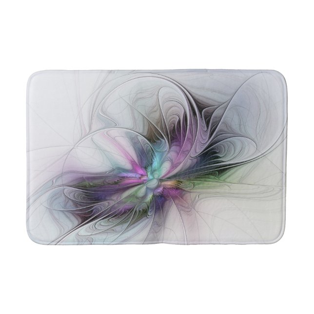 New Life, Colorful Abstract Fractal Art Fantasy Bath Mat (Front)