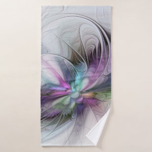 New Life, Colorful Abstract Fractal Art Fantasy Bath Towel