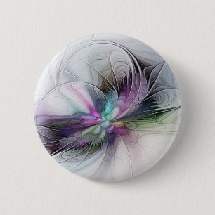 New Life, Colorful Abstract Fractal Art Fantasy Button