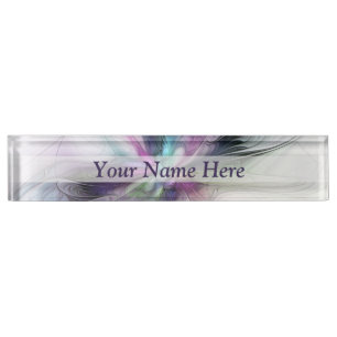 New Life, Colorful Abstract Fractal Art Fantasy Desk Name Plate