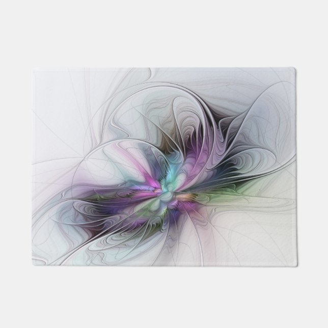 New Life, Colorful Abstract Fractal Art Fantasy Doormat (Front)