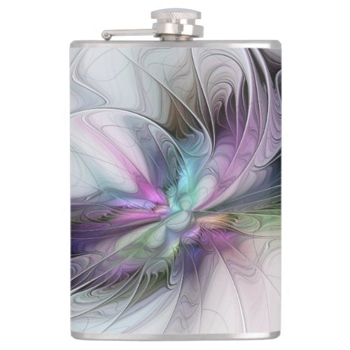 New Life Colorful Abstract Fractal Art Fantasy Flask