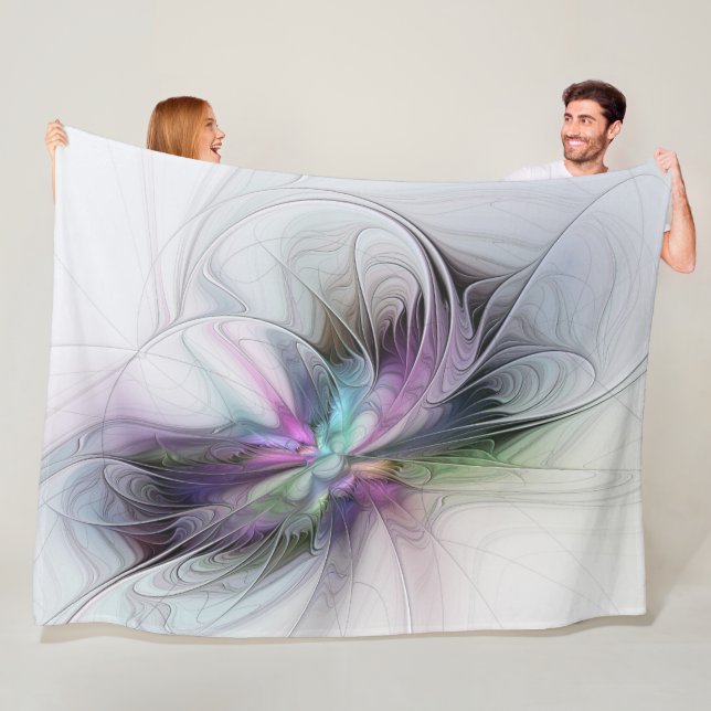 New Life, Colorful Abstract Fractal Art Fantasy Fleece Blanket (In Situ)