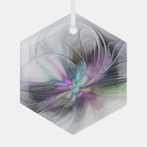 New Life Colorful Abstract Fractal Art Fantasy Glass Ornament