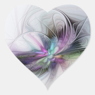 New Life, Colorful Abstract Fractal Art Fantasy Heart Sticker