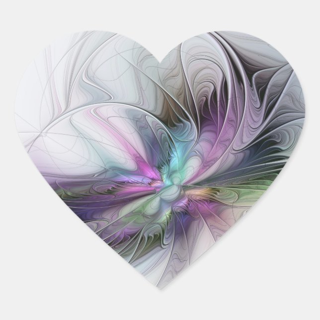 New Life, Colorful Abstract Fractal Art Fantasy Heart Sticker (Front)
