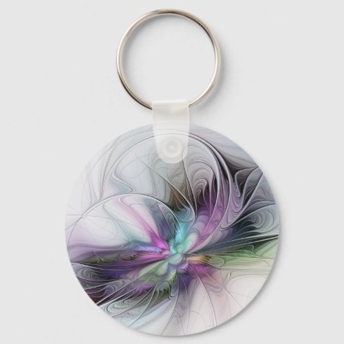 New Life Colorful Abstract Fractal Art Fantasy Keychain