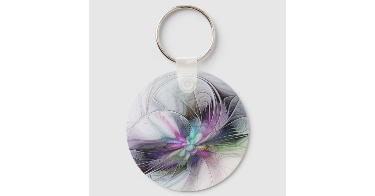 New Life, Colorful Abstract Fractal Art Fantasy Keychain | Zazzle