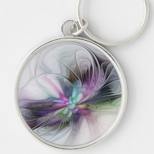 New Life, Colorful Abstract Fractal Art Fantasy Keychain