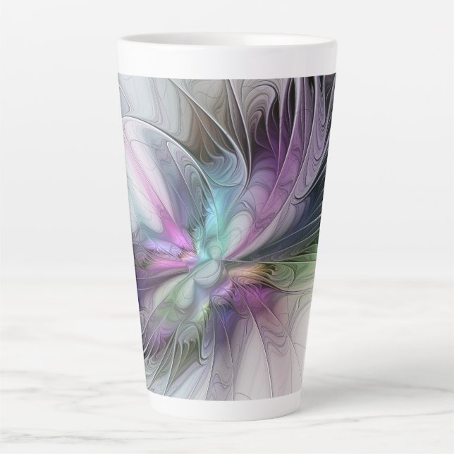 New Life, Colorful Abstract Fractal Art Fantasy Latte Mug (Front)