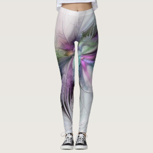 New Life, Colorful Abstract Fractal Art Fantasy Leggings