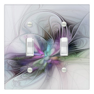 New Life, Colorful Abstract Fractal Art Fantasy Light Switch Cover