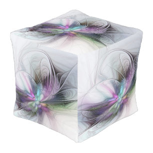 New Life, Colorful Abstract Fractal Art Fantasy Outdoor Pouf