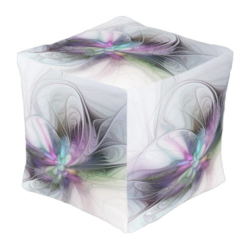 New Life Colorful Abstract Fractal Art Fantasy Outdoor Pouf