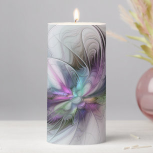 New Life, Colorful Abstract Fractal Art Fantasy Pillar Candle
