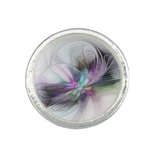 New Life, Colorful Abstract Fractal Art Fantasy Ring
