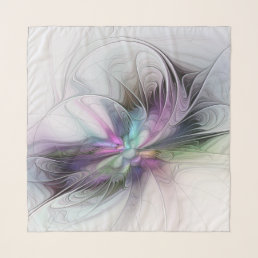 New Life, Colorful Abstract Fractal Art Fantasy Scarf