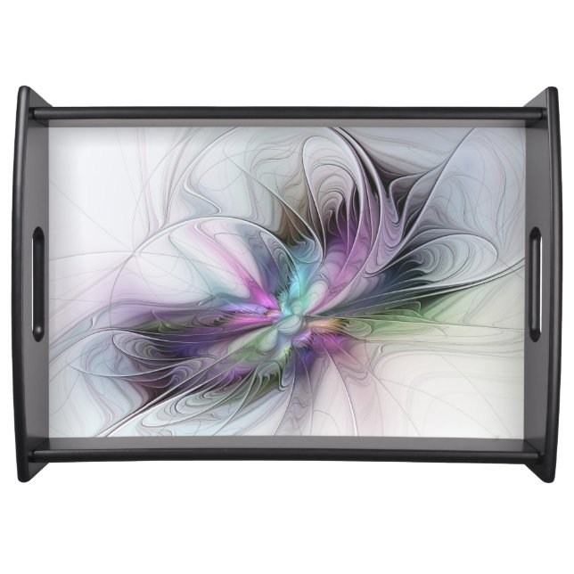 New Life, Colorful Abstract Fractal Art Fantasy Serving Tray (Front)