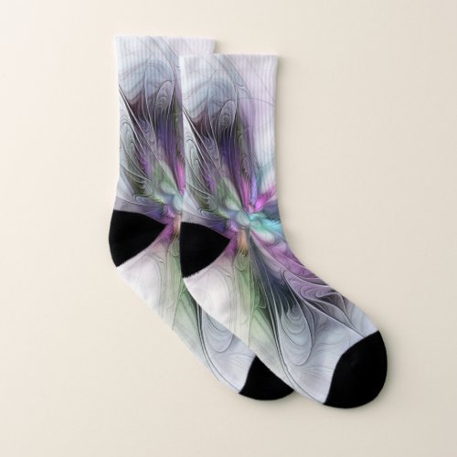 New Life Colorful Abstract Fractal Art Fantasy Socks