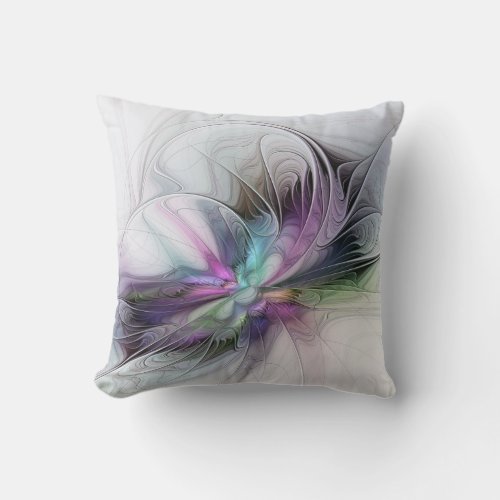 New Life Colorful Abstract Fractal Art Fantasy Throw Pillow