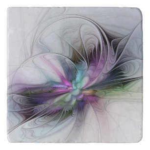 New Life, Colorful Abstract Fractal Art Fantasy Trivet
