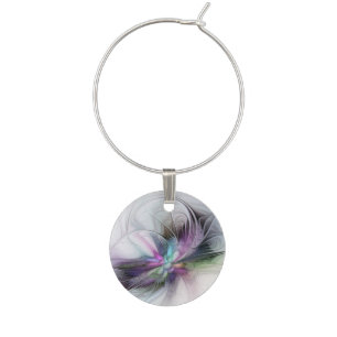 New Life, Colorful Abstract Fractal Art Fantasy Wine Charm