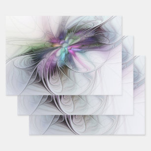 New Life, Colorful Abstract Fractal Art Fantasy Wrapping Paper Sheets