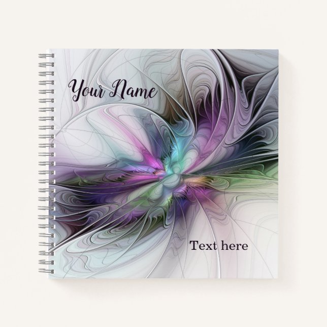 New Life, Colorful Abstract Fractal Fantasy Name Notebook (Front)