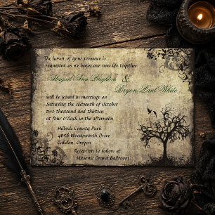 New Life Vintage Tree and Birds Wedding Invitation