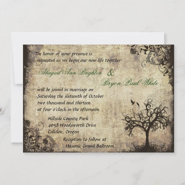 New Life Vintage Wedding Invitation (Front)