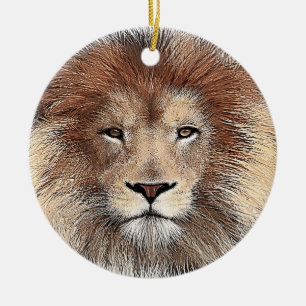New Lion Print Ceramic Ornament