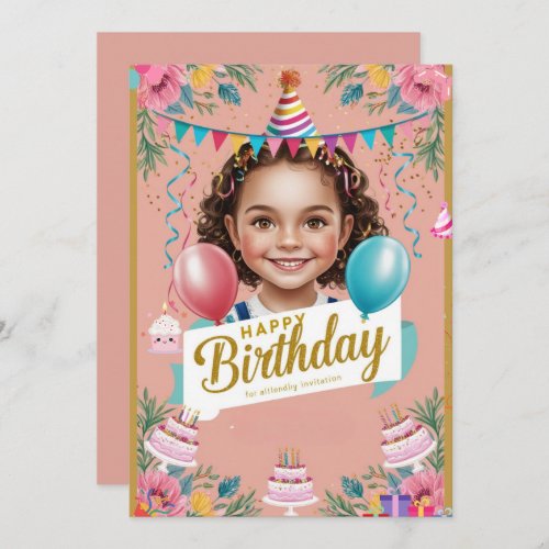 New Little Girl birthday Invitation