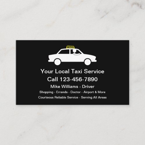 New Local Taxi Service Business Cards 