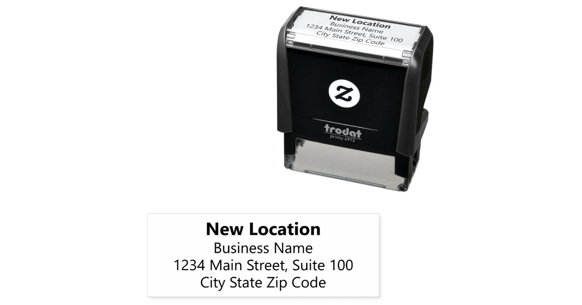 New Location Business Name Return Address Self-inking Stamp | Zazzle