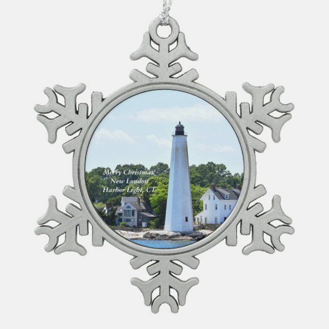 New London Harbor Light, CT Christmas ornament (Front)