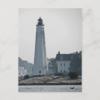New London Harbor Light River View Postcard