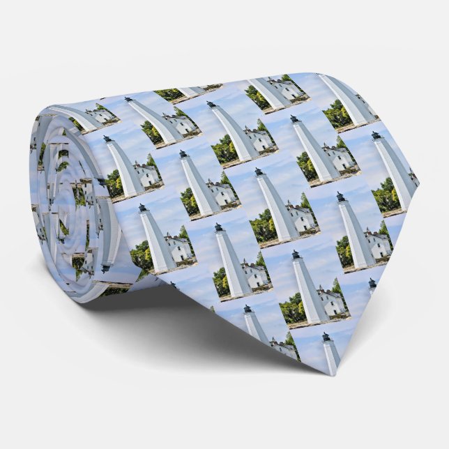 New London Harbor Lighthouse, CT Mens Tie (Rolled)