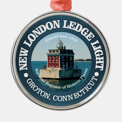 New London Ledge Light Metal Ornament