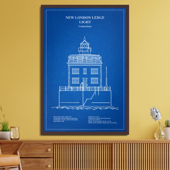 New London Ledge Lighthouse - Connecticut – AD Framed Art (Living Room)