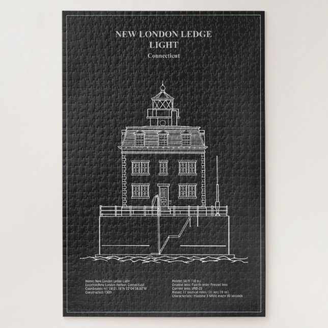 New London Ledge Lighthouse - Connecticut – PD Jigsaw Puzzle (Vertical)