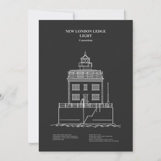 New London Ledge Lighthouse - Connecticut – PD Thank You Card (Front)