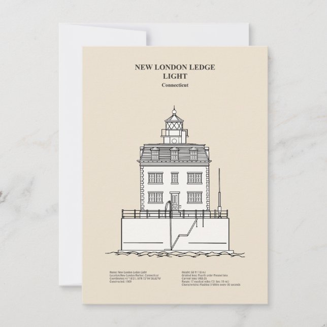 New London Ledge Lighthouse - Connecticut - SBD Note Card (Front)